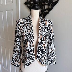 Bebe Black and White Blazer with Animal Print